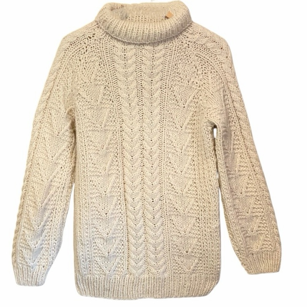 Handmade Cream Irish Cable Knit Chunky Sweater Small-Medium